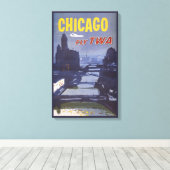 世界航空便の旅行ポスター キャンバスプリント (インサイチュ (ウッドフロア))