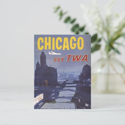 世界航空便の旅行ポスター ポストカード (スタンド正面)