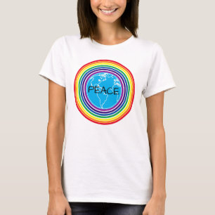 世界虹の周りの平和パーソナライズされた Tシャツ