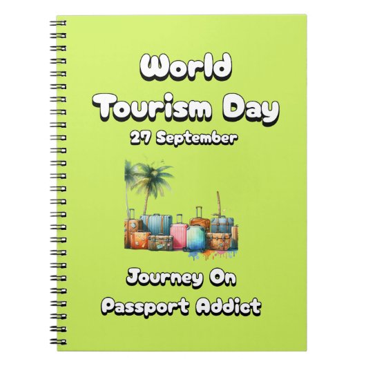 世界観光デー。パスポート中毒者の旅 ノートブック (正面)