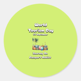 世界観光デー。パスポート中毒者の旅 ラウンドシール