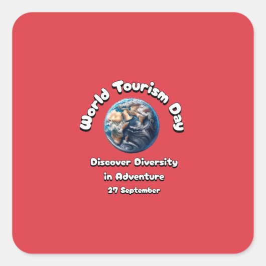 世界観光デー。冒険の多様性を発見 スクエアシール (正面)