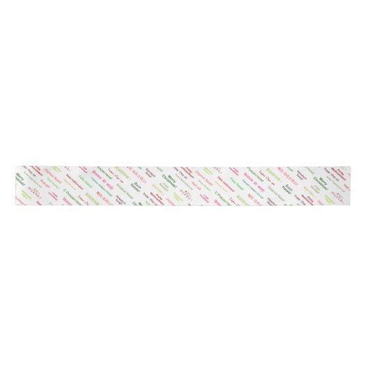 世界言語でのメリー違うクリスマス サテンリボン (正面)