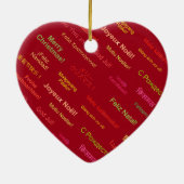 世界言語でのメリー違うクリスマス セラミックオーナメント (裏面)