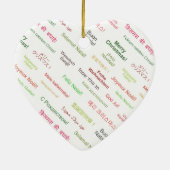 世界言語でのメリー違うクリスマス セラミックオーナメント (裏面)