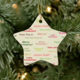 世界言語でのメリー違うクリスマス セラミックオーナメント