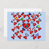 世界言語違うで愛する国旗のハート ポストカード (正面/裏面)