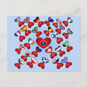 世界言語違うで愛する国旗のハート ポストカード (正面)