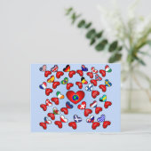 世界言語違うで愛する国旗のハート ポストカード (スタンド正面)