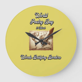 世界詩の日単語のブリッシ縁どング。 ラージ壁時計