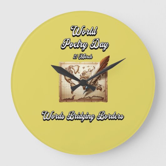 世界詩の日単語のブリッシ縁どング。 ラージ壁時計 (正面)