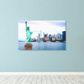 世界貿易センターと自由の女神 キャンバスプリント (インサイチュ (ウッドフロア))