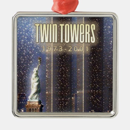 世界貿易センターのツインタワーをスタイル化 メタルオーナメント (正面)