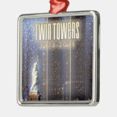 世界貿易センターのツインタワーをスタイル化 メタルオーナメント (左)