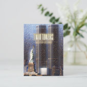 世界貿易センターツインタワーが様式化 ポストカード (スタンド正面)