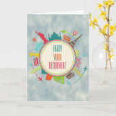 世界退職した旅行 カード (黄色い花)