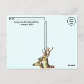 世界郵便はがき日 – 動物郵便切手コラージュ ポストカード (裏面)