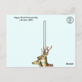 世界郵便はがき日 – 動物郵便切手コラージュ ポストカード (裏面)