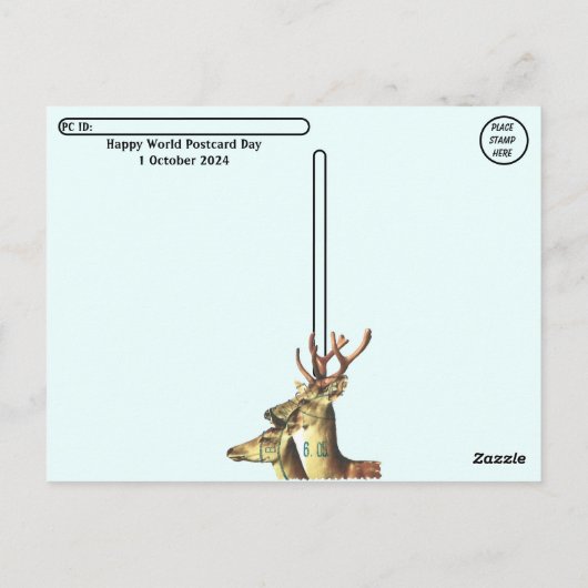 世界郵便はがき日 – 動物郵便切手コラージュ ポストカード (裏面)