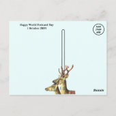 世界郵便はがき日 – 動物郵便切手コラージュ ポストカード (裏面)