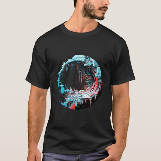 世界都市生活楽天的おもしろい抽象芸術 Tシャツ (正面)