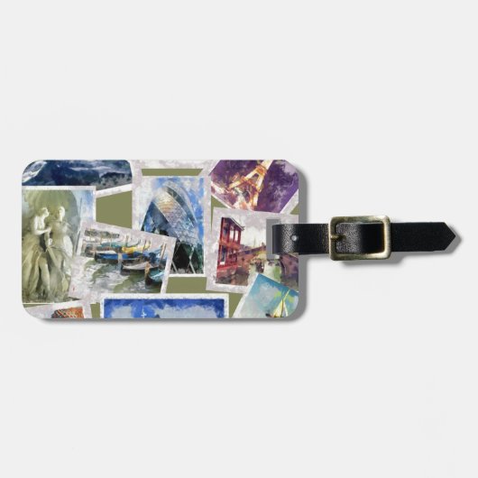 世界都市、アイコン、ランドマーク、写真 ラゲッジタグ (正面横)