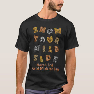 世界野生生物の日 動物を守ろう 動物柄  Tシャツ
