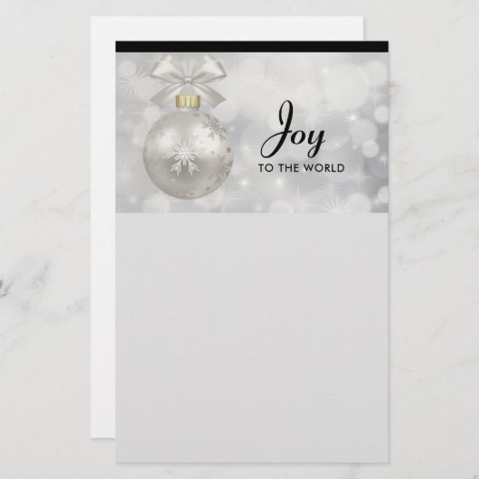 世界銀のクリスマスボエレガントールへの喜び 便箋 (正面/裏面)