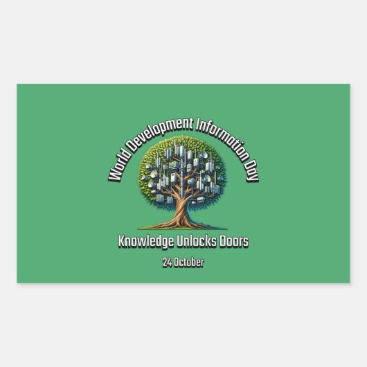 世界開発情報デー。24 10月。 長方形シール (正面)