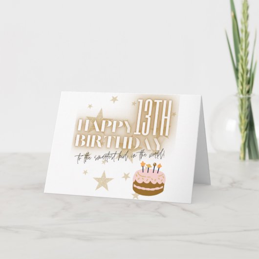 世界頭が切れるの金ゴールドケーキ誕生日カード シーズンカード (正面)