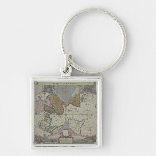 世界16の地図 キーホルダー (正面)