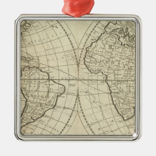 世界2の地図 メタルオーナメント (正面)
