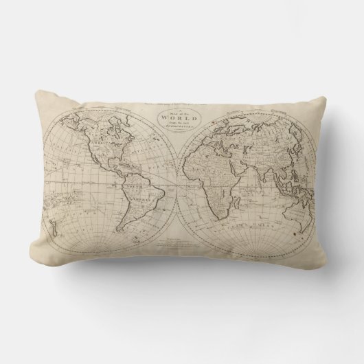 世界2の地図 ランバークッション (正面)