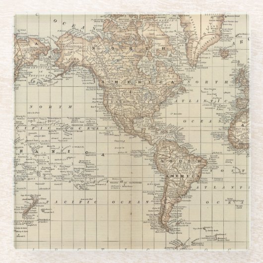 世界2 2の地図 ガラスコースター (正面)
