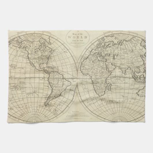 世界2 2の地図 キッチンタオル (横)