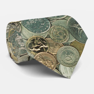 世界 の現金写真パターンの硬貨 ネクタイ