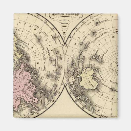 世界、キリスト教地図 マグネット (正面)