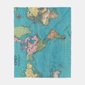 世界、メルカトル図法 フリースブランケット (正面)