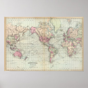 世界、メルカトル図法 ポスター