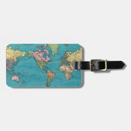 世界、メルカトル図法 ラゲッジタグ (正面横)