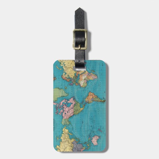 世界、メルカトル図法 ラゲッジタグ (正面縦)