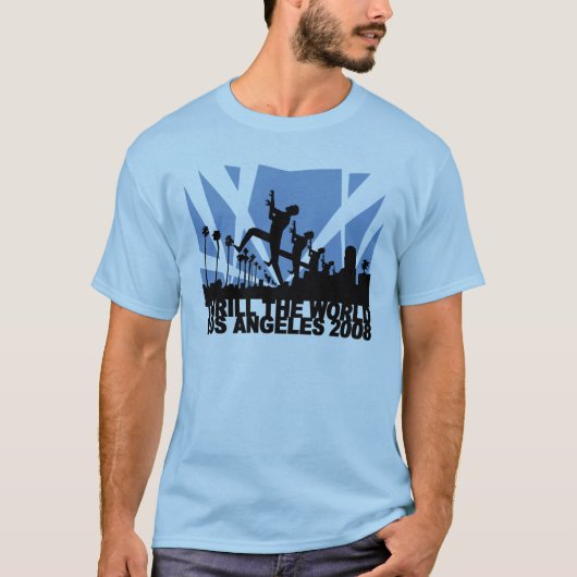 世界、ロサンゼルス2008年を感動させて下さい Tシャツ (正面)