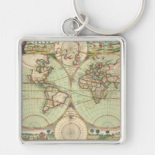 世界-地図書の新しいmapp キーホルダー (正面)
