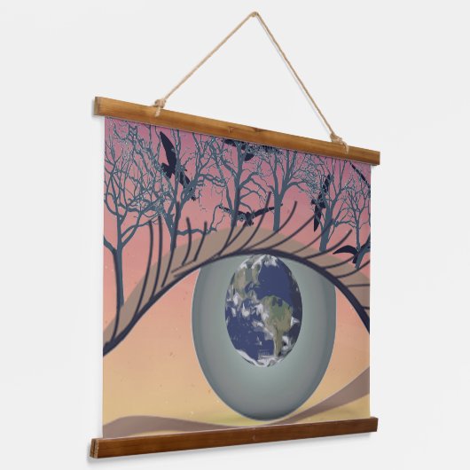 世界、地球、環境の気候に目を向ける 吊り下げ型タペストリー (傾斜あり)