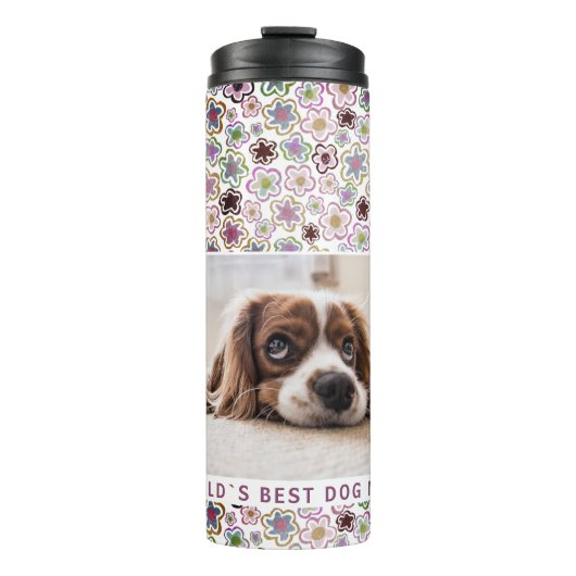 世界˙犬最高の母の花のパターン写真 タンブラー (正面)