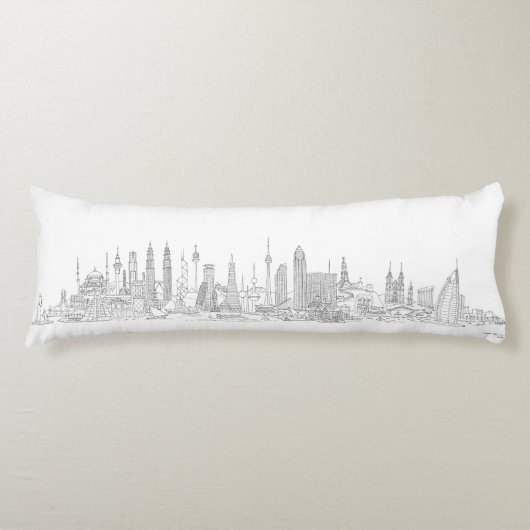 世界(黒のスカイライン + 白) ボディピロー (正面)