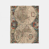 世界(1641年)のヴィンテージの地図 フリースブランケット (正面)