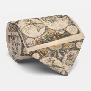 世界(1672年)のヴィンテージの地図 ネクタイ