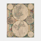 世界(1672年) 2のヴィンテージの地図 フリースブランケット (正面)