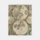 世界(1689年)のヴィンテージの地図 フリースブランケット (正面)